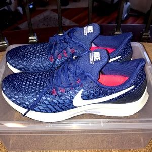 red white and blue nike tennis shoes